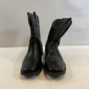Dixhills Mens Black Square Toe Mid Calf Pull On Cowboy Western Boots Size 12.5