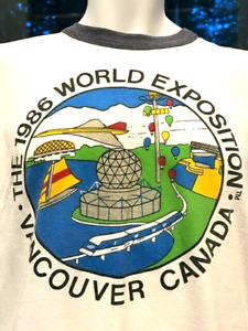 vtg 80s WORLD EXPOSITION 1986 VANCOUVER CANADA EXPO 86 SCIENCE RINGER t-shirt L