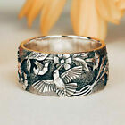 Elegant 925 Sterling Silver New Fashion Charms Hummingbird Flower Ring Size 8