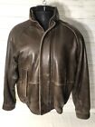 Vtg. Nautica Leather Bomber Jacket Men MEDIUM 40 Brown BUTTERY Soft Motorcycle