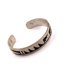 Vintage Hopi Navajo Native American Sterling Silver Cuff Bracelet Makers Mark T