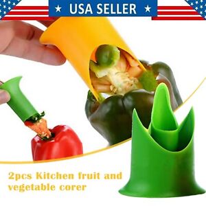 2Pcs Bell Pepper Corer Remover Fruit Corer Separator Kitchen Gadgets Tool Green