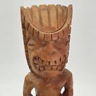 Tiki Statue Hand Carved Blonde Wood Hawaiian Polynesian Tiki God Idol Figure 10”