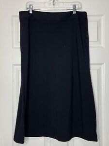 Covington women Sz 14 STRETCH skirt black A-Line Knee Length Side Zip