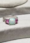 Kay jewelers Sterling silver pink sapphire lab created Opal ring