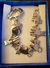 Vintage Silver Tone Kitty Cat Poses Panel Link 7 Inch Bracelet, Very Cute.