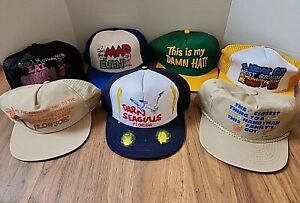 Vintage Funny Hat Lot Of 7 Trucker 1980s Funny Sayings Provocative