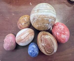 Lot 7 Polished Natural Stone  Healing Eggs Sphere Quartz Onyx Agate Lapis Jasper