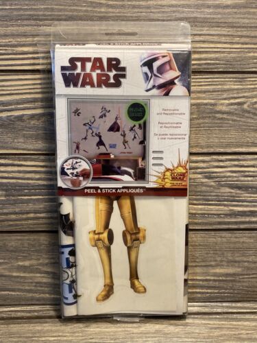 Star Wars Clone Wars Peel & Stick Wall Decals 28 Self Adhesive Removable Pre-Cut