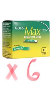 Nova Max Plus Blood Ketone Test Strips - 6 Box of 10 Each - Freaky Fast Shipping