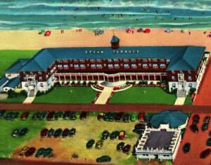 Wrightsville Beach North Carolina Ocean Terrace Hotel Aerial Linen Postcard S22