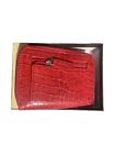 WalletBe Croco Embossed Red Leather Wallet Vintage Travel Compact