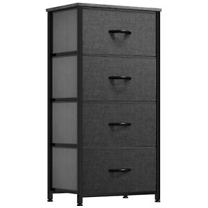 Sturdy Steel Frame Storage Tower Fabric Dresser with 4 Drawers Easy Pull Bins