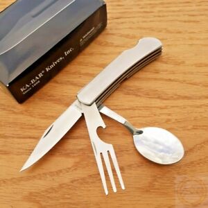 KABAR Hobo Tool w/ Slide Apart Locking Knife Fork & Spoon Stainless Steel Handle