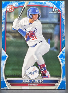2023 Bowman Juan Alonso 1st Blue Pattern Paper Prospect 11/125 Dodgers Card