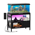 40 Gallon Fish Tank Stand with Reptile Tank and Power Outlet, Metal Aquarium ...