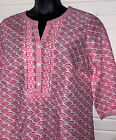 NWOT Talbots Sz PLUS 1X Pink White Geo Print Cotton Pintucked Tunic Popover