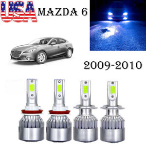 For Mazda 6 2009-2010 ICE Blue 8000K 144W COB LED Headlight Hi/Low Beam (For: 2009 Mazda 6)