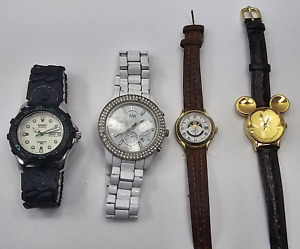 Lot of 4 Used Watches Untested Misc Brands Seiko Gucci Micheal Kors Disney