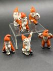 6 Piece Porcelian Christmas Musical Elves Gnomes Band. Japan 2” Orange Costumes