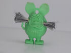 Vintage 1960s Rat Fink Gumball Charm w/ Ring Hole - Green w/ Mustache Whiskers