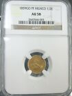 1859 GO PF Mexico Gold 1/2 Escudo Cap & Book NGC AU 58 High Grade