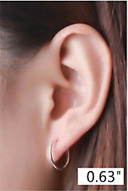 Classic Hoop Earrings Round Shaped Solid 925 Sterling Silver Women Men Jewelry