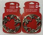 YANKEE CANDLE ILLUMA-LID Merry Christmas JAR CANDLE TOPPER METAL Winter Set Of 2