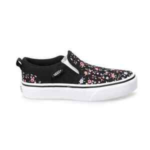 Vans Kids Asher Slip On Sneakers Girl's 6 Ditsy Floral Black White Shoes