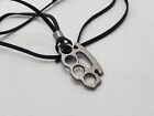 Knuckles Alloy Metal Biker Pendant on Adjustable Real Leather Rope 16-28in NEW