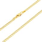 14K Yellow Gold 2.5mm Italian Cuban Curb Chain Link Pendant Necklace 16