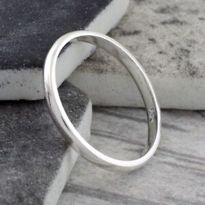 925 Sterling Silver Thin Polished Plain Wedding Band Ring 2mm Size 1-13 Avail.