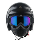 1Storm Motorcycle Half Face Helmet with Peak Visor HKY207  + Black Tinted Goggle
