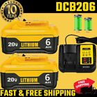 For DeWalt 20 Volt Max Lithium 6.0Ah Battery /Charger DCB206-2 DCB208 Replacemen