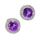 Natural Amethyst - Africa 925 Sterling Silver Earrings - Stud Jewelry CE30158