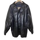 Phase 2 Designer Vintage Long Leather Coat Size XL Black Zipper