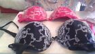 Two Fancy Lace Padded Underwire Shoulder Strap Bras with Flaws No Tags (32B VS?)