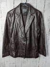 Lafayette New York 148 Dark Brown Animal Texture 100% Leather Cuir Jacket Blazer