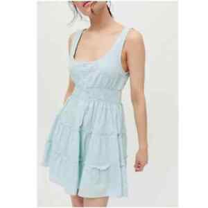 Urban Outfitters Pastel Blue Hailey Tiered Coquette Mini Dress Women's S