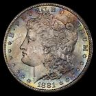 CAC Rainbow Toned 1881-S $1 Morgan Silver Dollar MS64 • PCGS Gold Shield