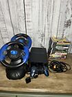 PlayStation 2 FAT PS2 Console 1 Controller 13 Games 2 Wheels Lot - TESTED Read