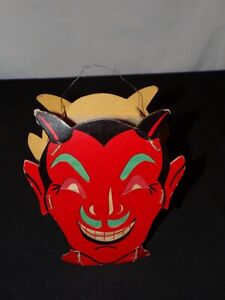 Vintage Antique Halloween Devil Jack O Lantern Cardboard