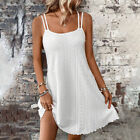 Women Summer Loose Strappy A-line Dress Sleeveless Holiday Beach Mini Sundress