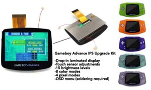 Gameboy Advance 720x480 Laminated IPS LCD Backlight Kit V5 3.0 NO SOLDER + Shell
