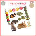 Grddaef Rabbit Chew Toys for Teeth, Natural Bunny Toys Apple Wood Grass Timothy