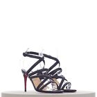 CHRISTIAN LOUBOUTIN 875$ CLEISSIMO 85 Black Leather Strappy Sandal - Embossed