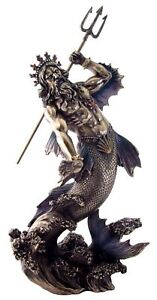 Top Collection Poseidon Holding Trident Statue- Greek God of the Sea, Earthqu...