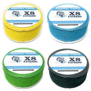 Reaction Tackle Pro 8 Strand Braided Fishing Line Saltwater or Freshwater Hi Vis