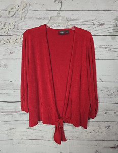 Chico's Travelers Red Tie Front Slinky Knit Cardigan Sweater Womans Size 3 XL