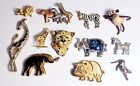 12 Piece Vintage & Modern Mixed Wild Animal Safari Brooch/Pin Lot - Jelaine 925